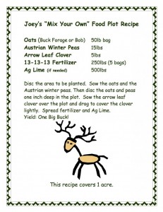 Joey's Deer food Plot Recipe